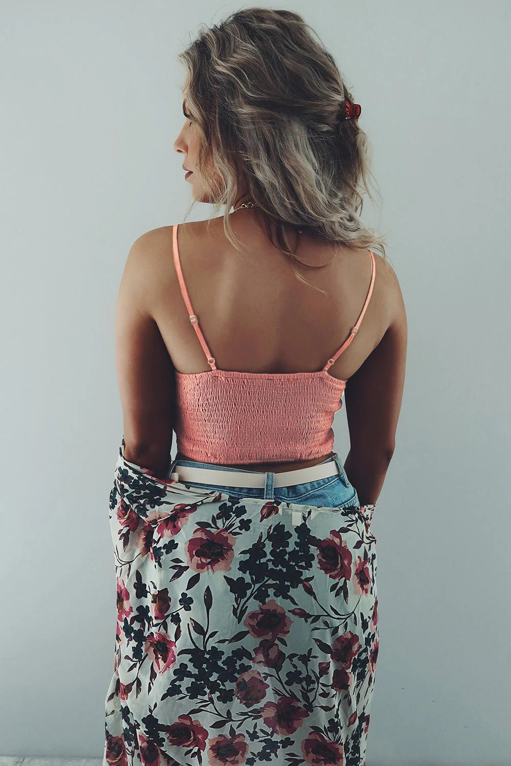 Pink lace bralette, pink crop top